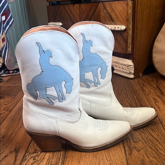 Durango Shoes - Durango White and Blue Heeled Boots